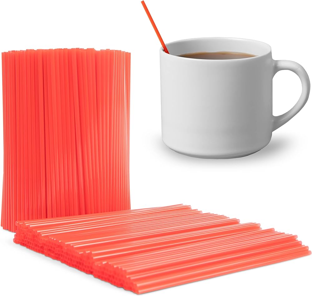 STRAW, 5 .75", Plastic, Red, Coffee Stirrer, Victoria Bay, 1000 ct 