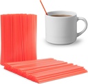 STRAW, 5 .75", Plastic, Red, Coffee Stirrer, Victoria Bay, 1000 ct 