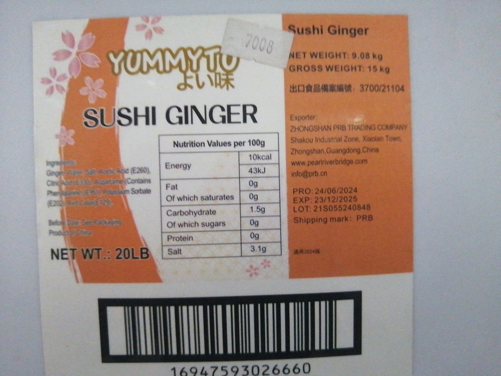 PICKLED, Ginger, Pink, Sushi, Yummyto, 20 lb 