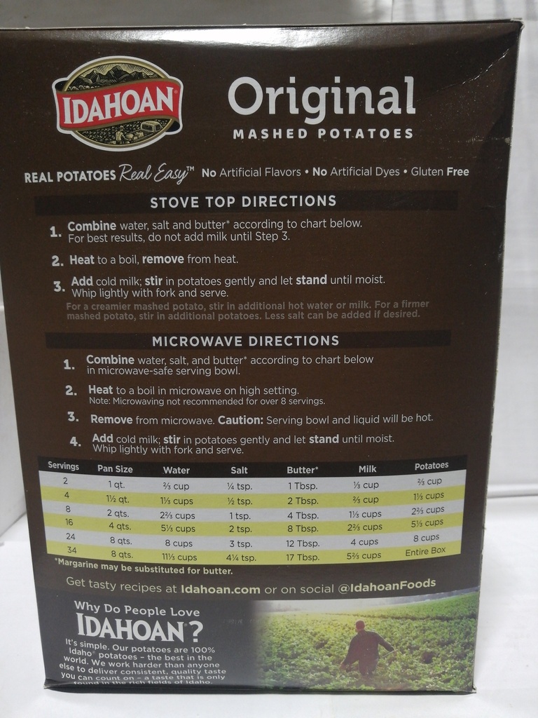 POTATOES, Mashed, Instant, Idahoan, 8-26.2 oz