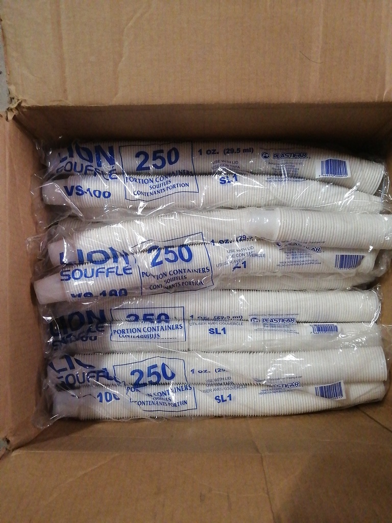 CUP, 1 oz, Plastic, Translucent, Food, Lion, 125 ct