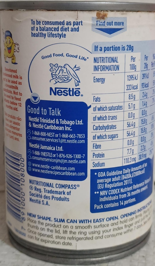 MILK, Sweetened Condensed, Nestle, 14 oz 