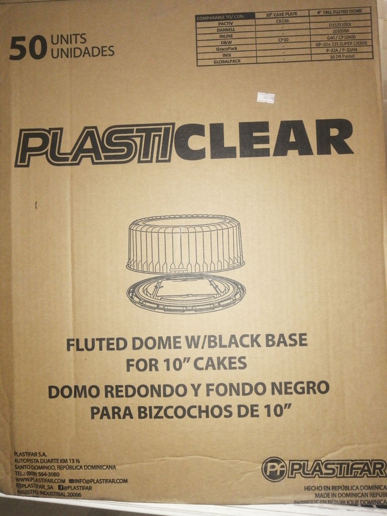 TO GO, Cont., 10", With Lid, W/Black Base, Plastic Clear, 50 ct /-cs
