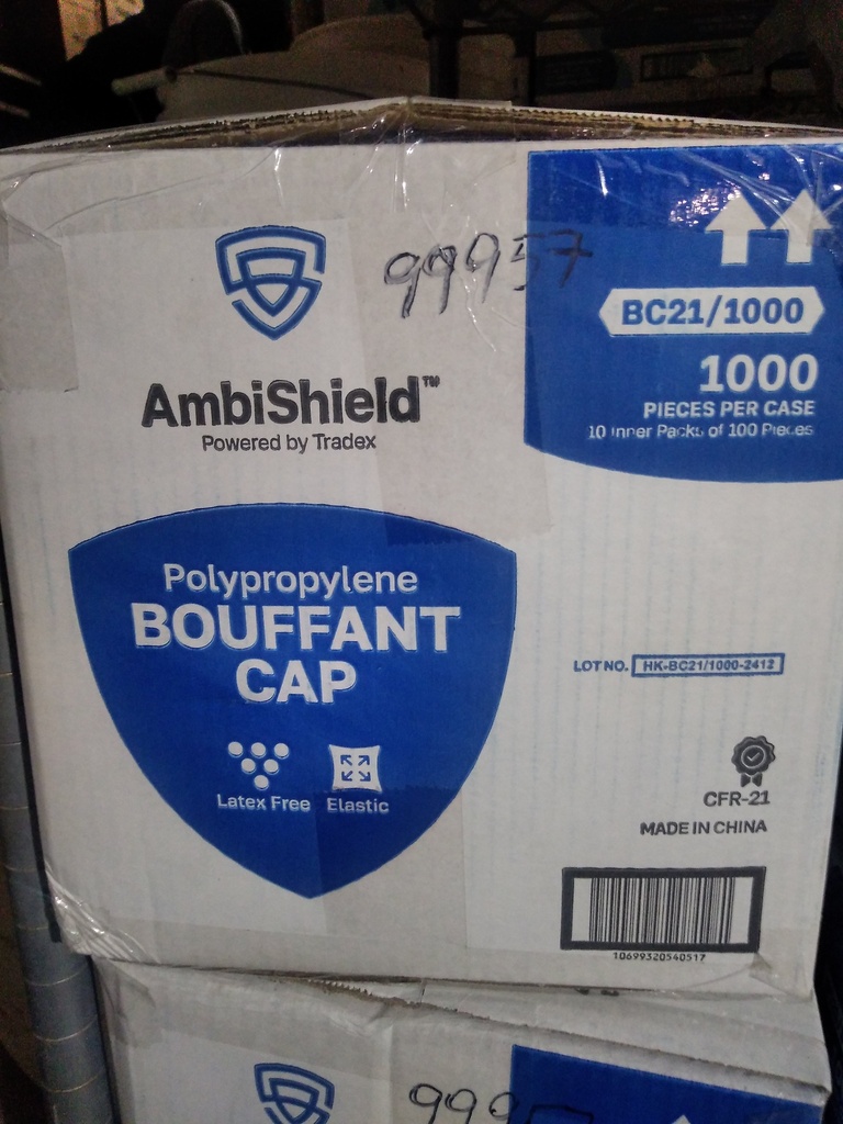 BOUFFANT CAPS, 21'', White, Ambishield, 10-100 ct   