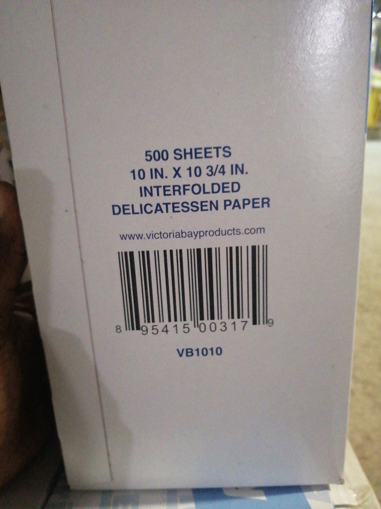 SANDWICH WRAP, Interfolded, Delicatessen Paper, Victoria Bay, 10"X10 3/4", 500 ct   