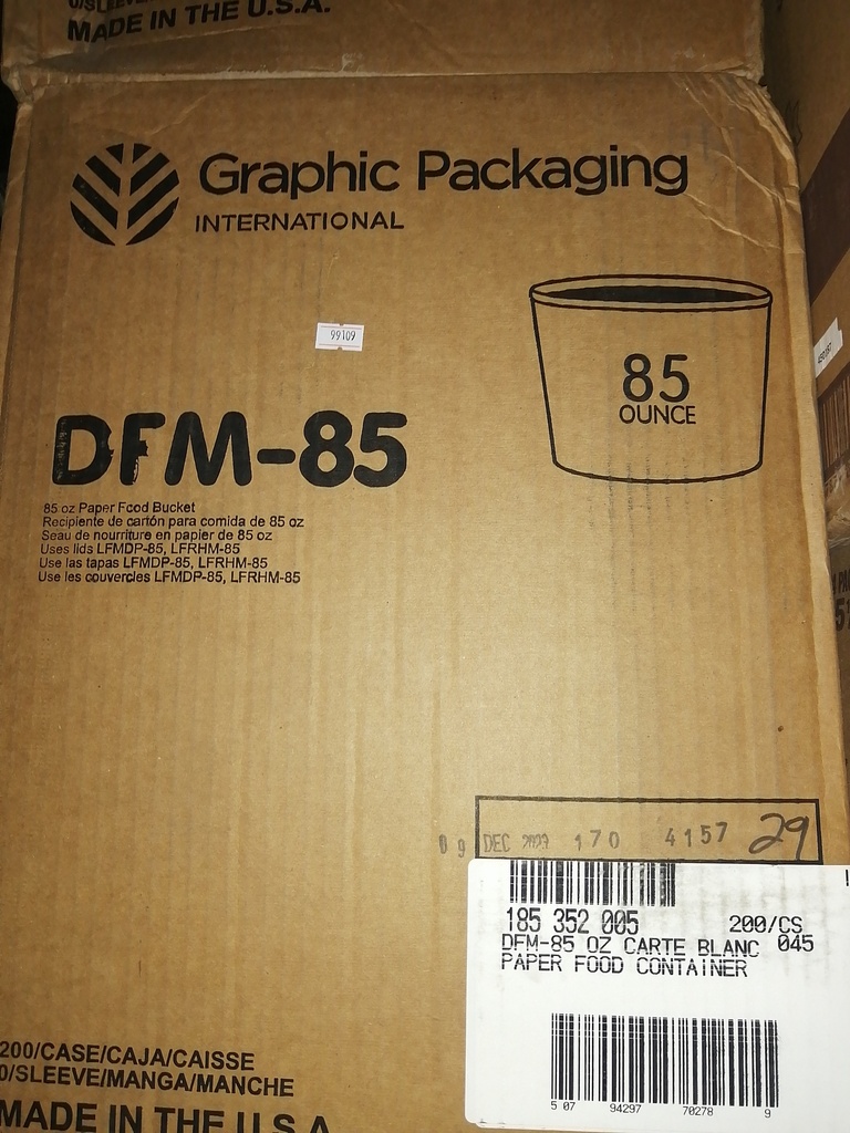 BUCKET CHICKEN, With Lid, 85 oz, DNF, Graphic, 200 ct /-cs 