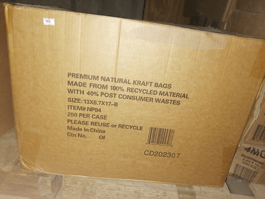 BAG, Paper, Shopping, With Handles, Premium, 13"x 6.7"x 17", Kraft, 250 ct /-cs