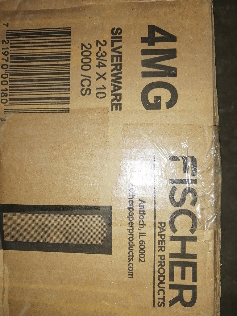 BAG, Paper, White, 4MG , Silveware , 2.75"x 10", Kraft, 2000 ct /-cs