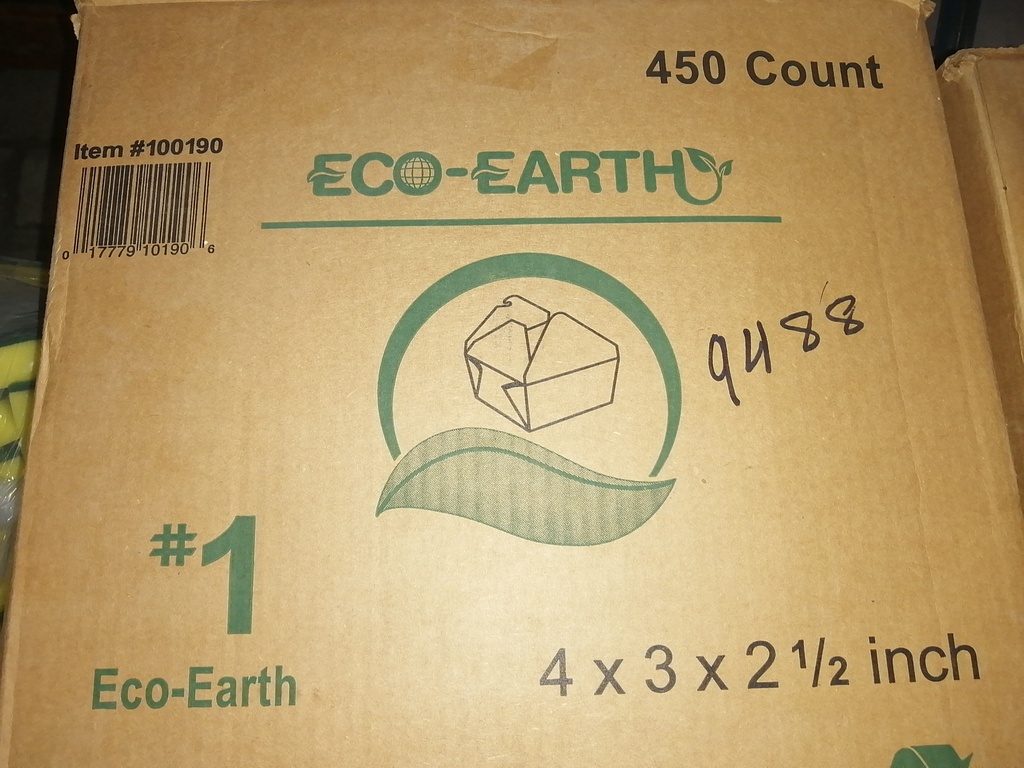 BOX, Take Out, Paper, #1, Kraft,  4x 3x 2.5", Eco Earth, 450 ct /-cs