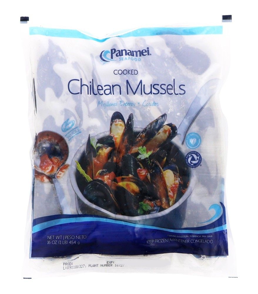 MUSSELS, Cooked, Whole, Cristal Reef, lb 