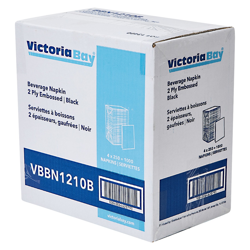 NAPKIN, Beverage, Black, 2Ply, Victoria Bay, 1000 ct/-cs