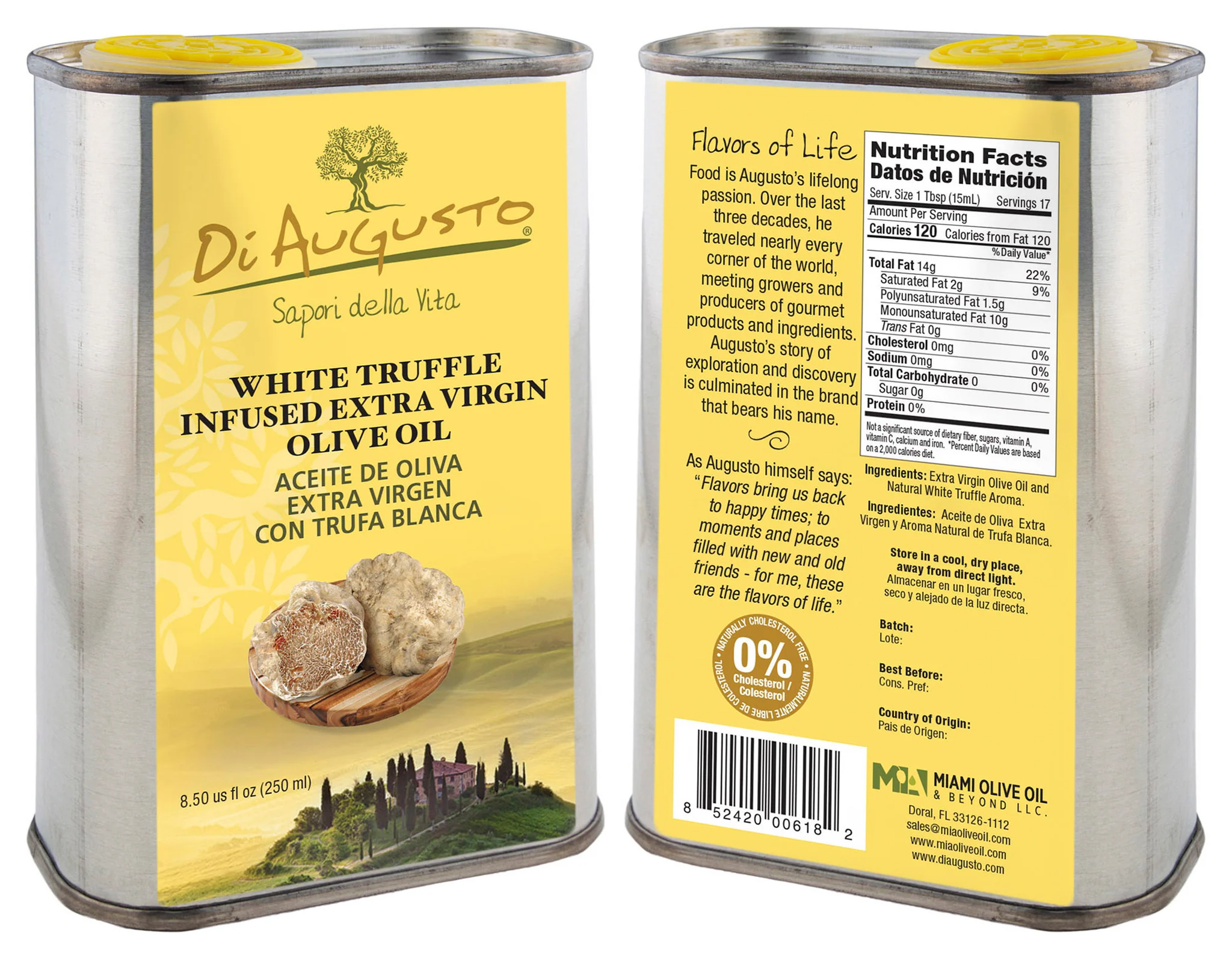 OIL, Olive, White, Infused Extra Virgin, Truffle, Di Augusto, 12-8.50 oz