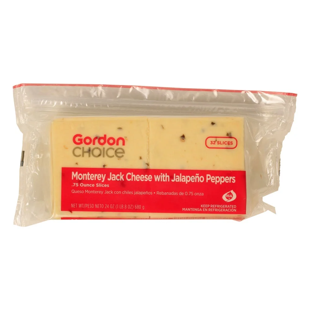 MONTEREY JACK, Cheese, Block, With Jalapeno Peppers, Gordon Choice, 12-2 lb   