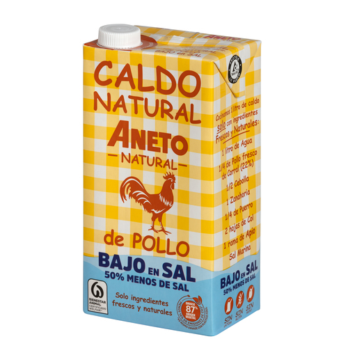 SAUCE, Caldo Natural, De Pollo, Bajo En Sal, Aneto, 1 lt