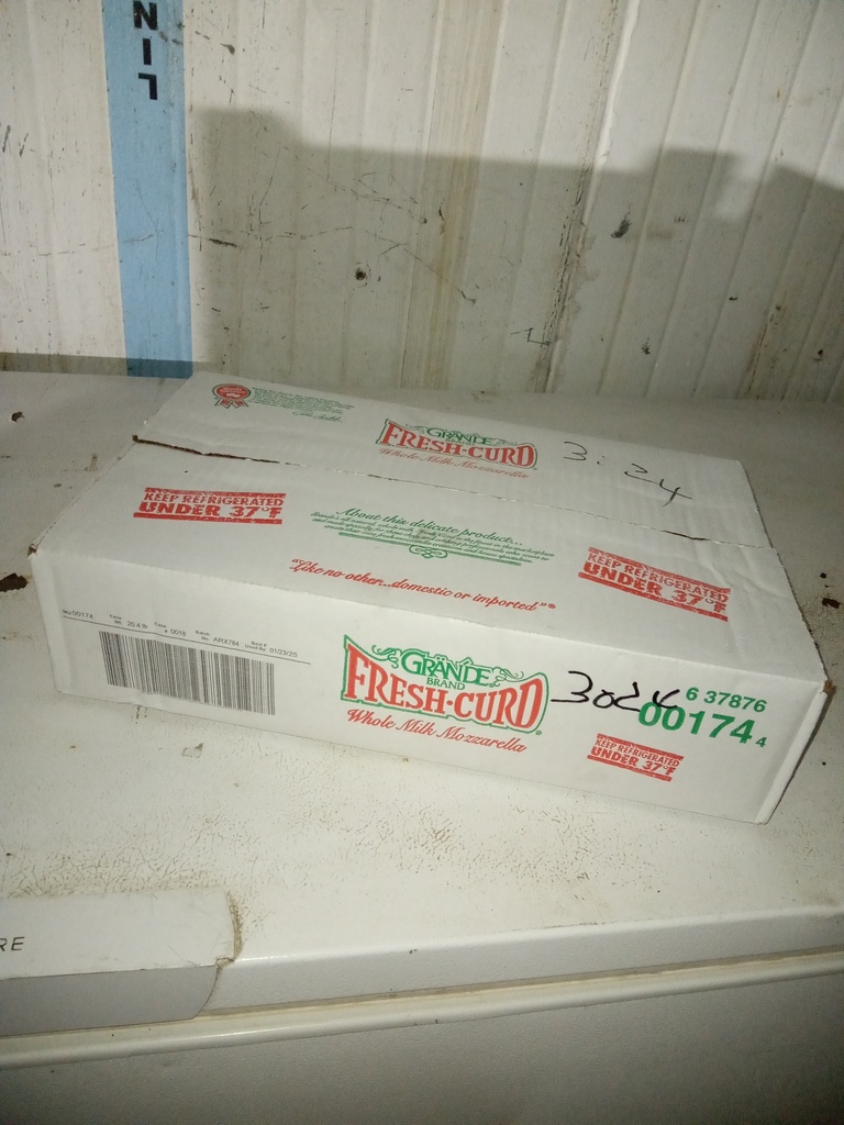 MOZZARELLA, Cheese, Whole Milk, Curb Fresh, Grand Brand, 20 lb