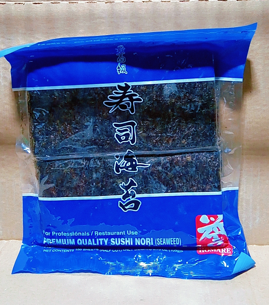 SUSHI NORI, Blue, Seaweed Roasted, Premium, 3.73 oz Homare, 100 ct 