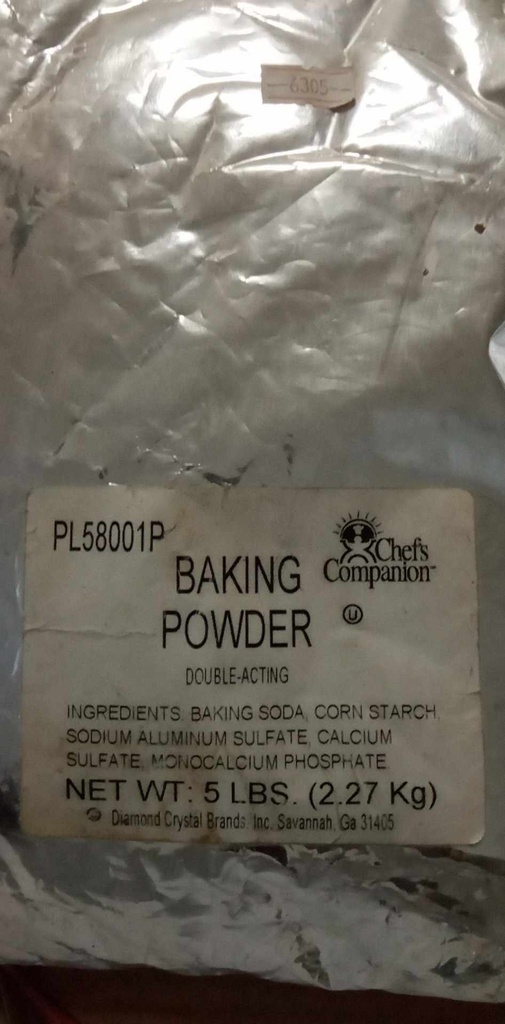 BAKING, Powder, Sodium, Bicarbonate, Pl58001P, Cheff's Companion, 5 lb 