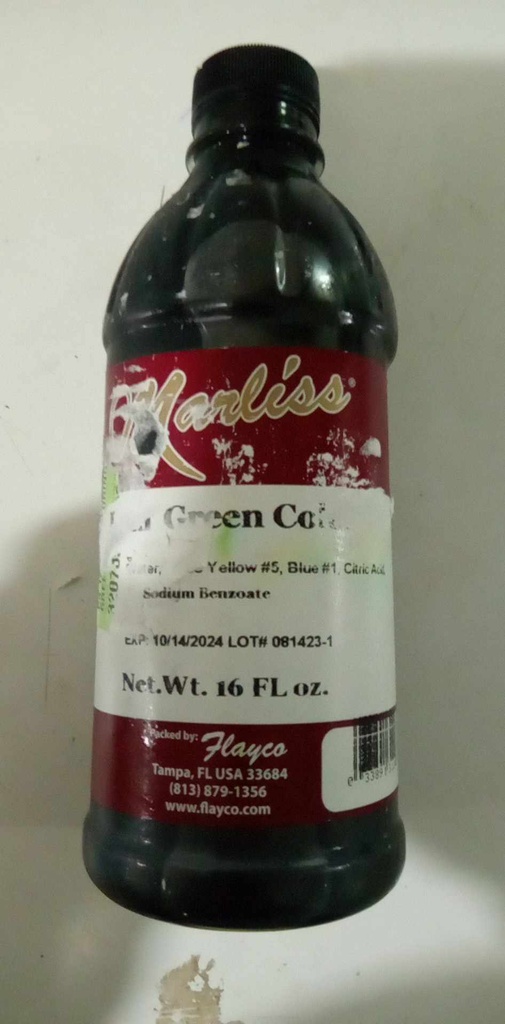 FOOD COLOR, Green, Marliss, 16 oz 