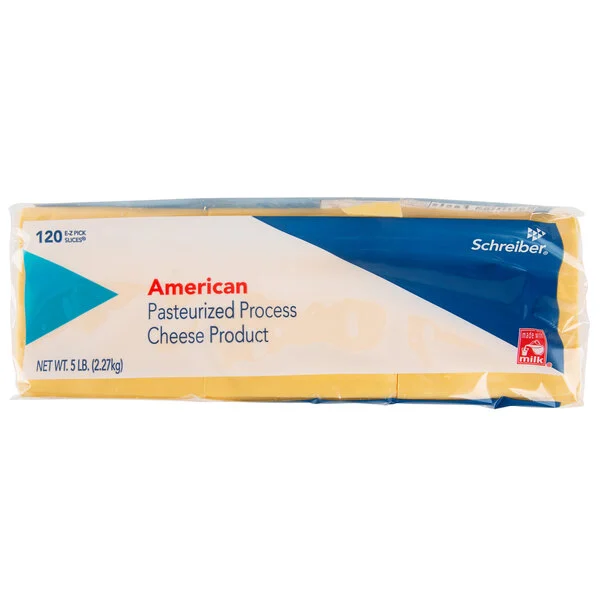 AMERICAN, Cheese, Sliced, Yellow, Schreider, 6-5 lb   