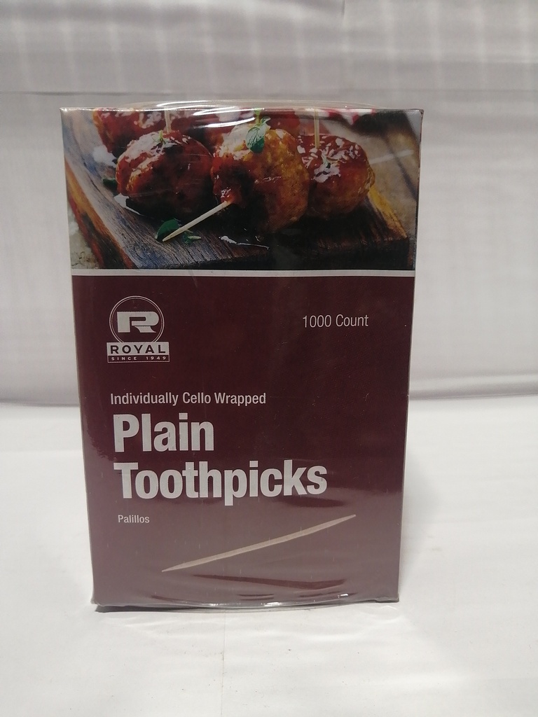 TOOTH PICKS, Round, Wood, wrapped, 2.5", Royal, 1000 ct 
