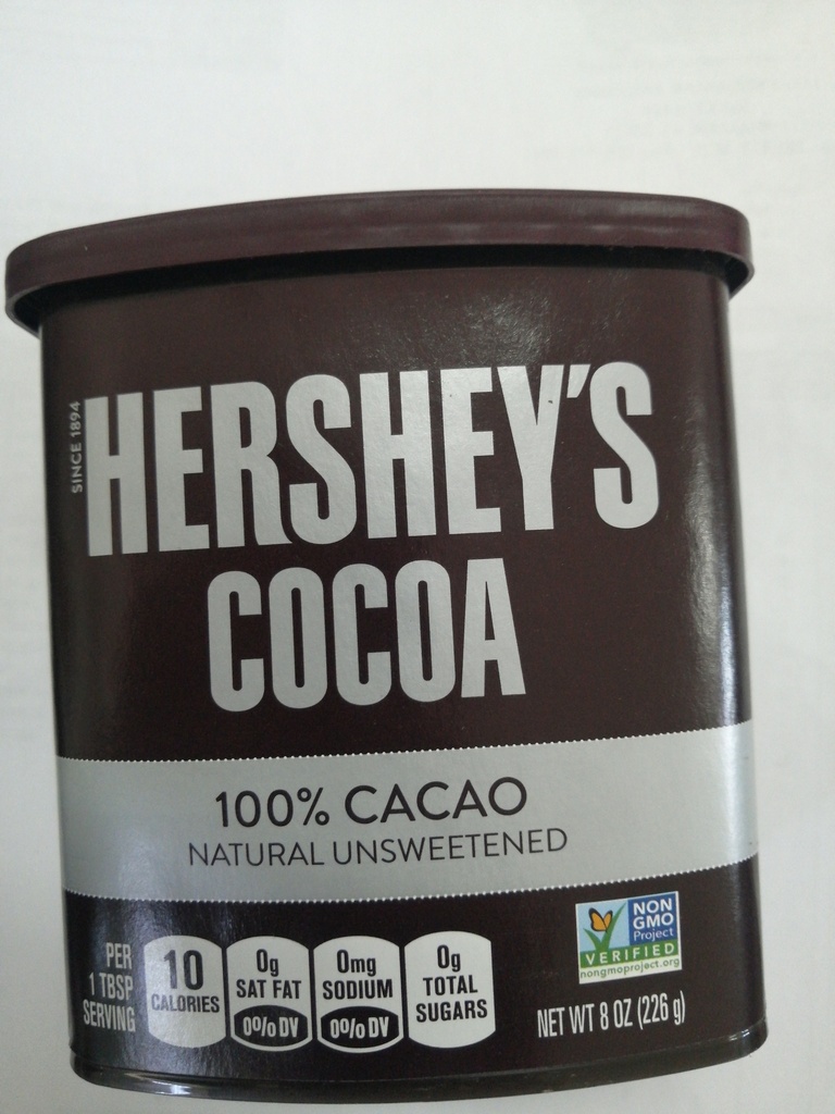 COCOA, Powder, Natural, Unsweetened, Hershey's, 8 oz  