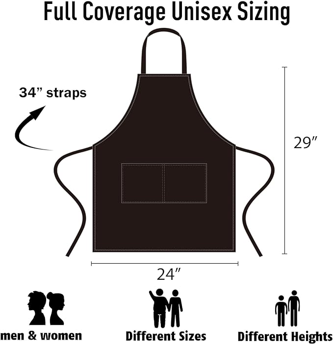 APRON, Unisex, Black, with 2 Roomy Pockets