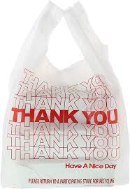 BAG, Plastic, White, Thank You, 1000 ct /-cs