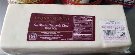 MOZZARELLA, Cheese, Whole Milk, Primo Gusto, 8-6 lb