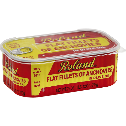 FISH, Anchovies, Flat Fillets, In Olive Oil, Roland, 12-28 oz