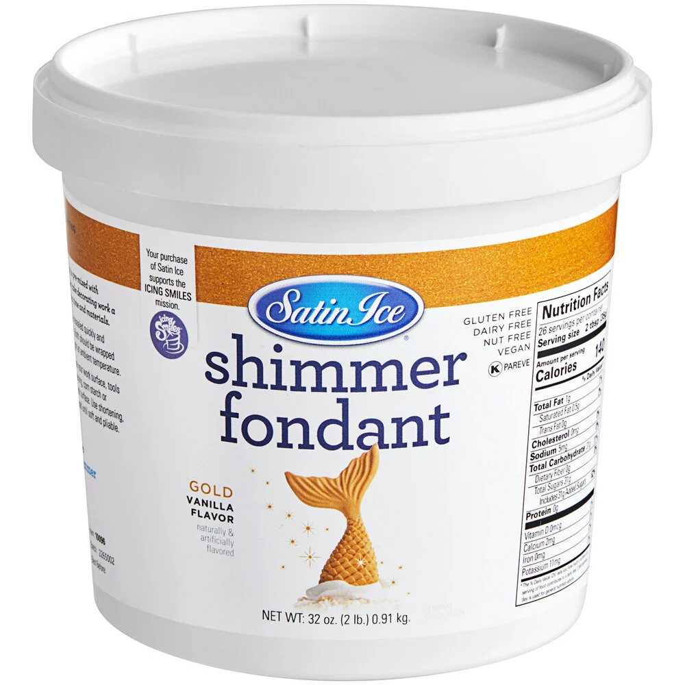 FONDANT, Shimmer, Gold, Vanilla, Satin Ice, 2 lb 