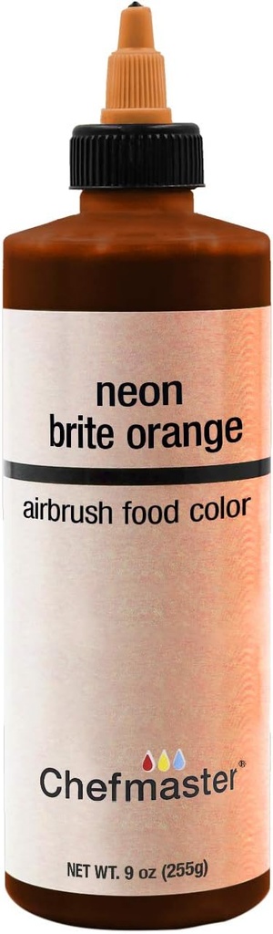 FOOD COLOR, Orange, Neon, Brite, Airbrush, Chef Master, 9 oz 