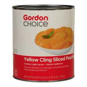 [5316-US] PEACHES, Sliced, Yellow, Cling, Extra Light Syrup, Gordon Choice, 6-104 oz 
