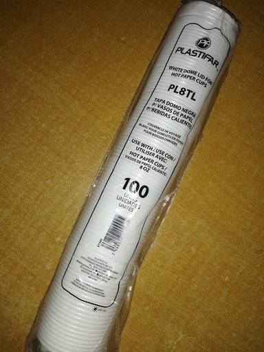 [9175-US/LC] LID, 8 oz, Plastic, White/Black, PL8TL, Plastifar, 10-100 ct 