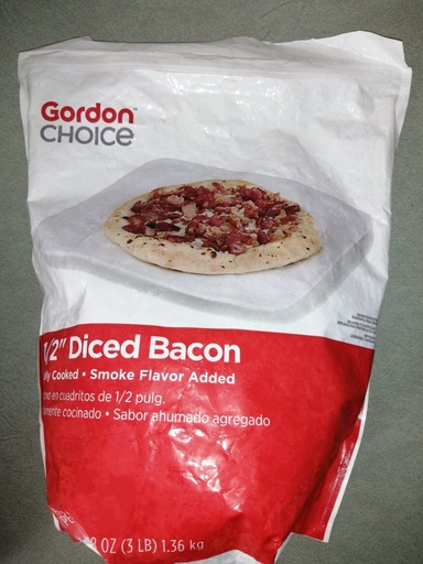 [5377-US] PORK, Bacon, Diced, Gordon Choice, 3 lb