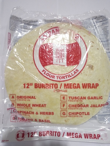 [6029-US] TORTILLA, Flour, 12", La Banderita, 8-12 ct