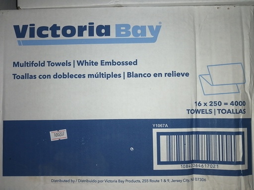 [100207-US] TOWEL, Paper, White, Multi-Fold, Victoria Bay, 4000 ct 