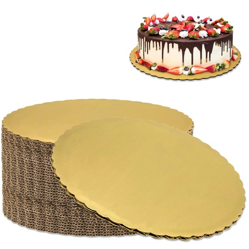 [100131-US] CAKE BOARD, Gold, Corrugated, Circle, 12", 100 ct /-cs
