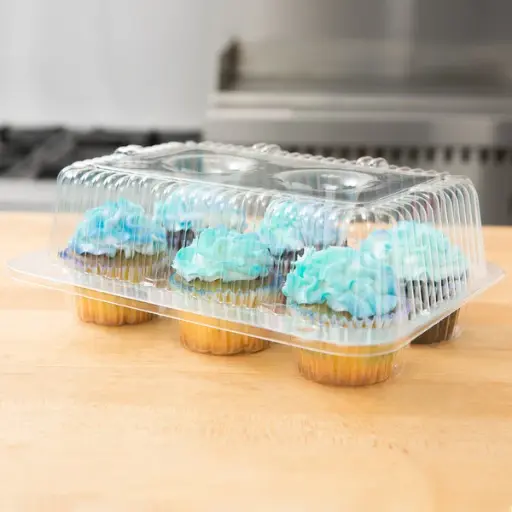 [9063-us] TO GO, Cont., 12.38 x 10 x 3.7, Plastic, Clear, Cupcake, IP412, Hi dome Hinged, Innopak100 ct /-cs