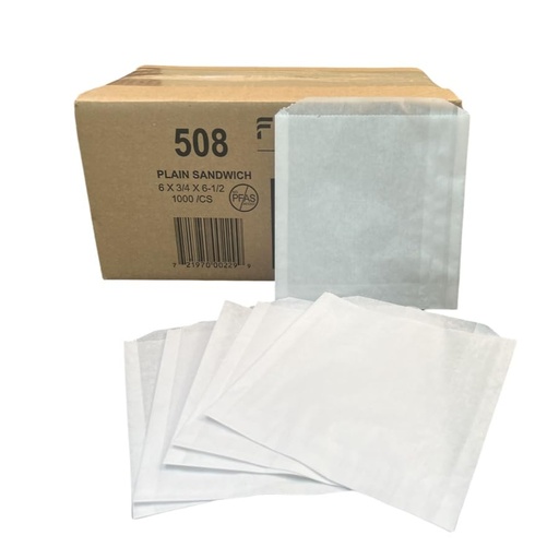 [9028-US] BAG, Paper, White, 508-8, Plain Sandwich , 6.75"x 6.5", Kraft, 1000 ct /-cs