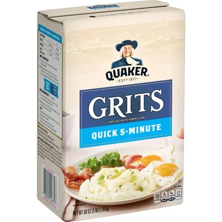 [6318-US] GRITS, White, Hominy, corn, Quaker, 5 lb