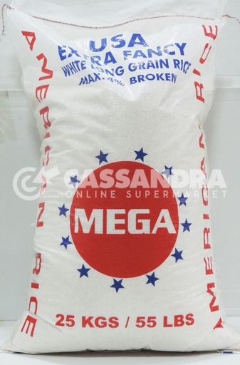 [6249-LC] RICE, White, Mega, 55 lb/- Bag