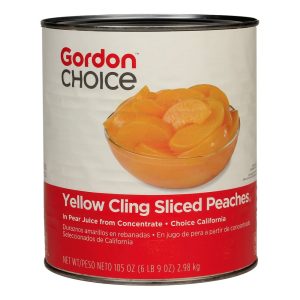 [5143-US] PEACHES, Sliced, Yellow, Cling, Pear Juice, Gordon Choice, 104 oz  