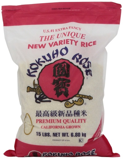 [6268-DR/US] RICE, Rose, Kokuho, 15 lb-Bag