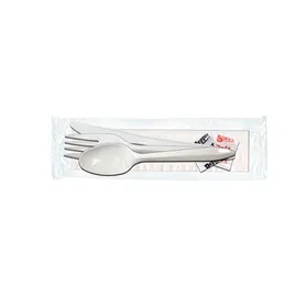 [9794-US] CUTLERY KIT, White, 6 Pieces ( F,K,S,N,S,P ) YRC, 500 ct 