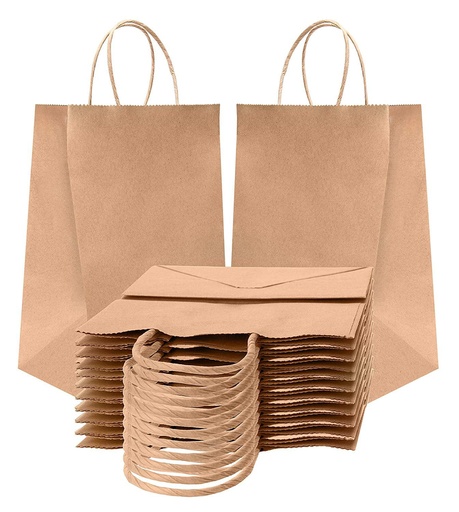 [9017-US] BAG, Paper, Kraft, Plain, #60, With Handles, 10"x 6.75"x 12", Bistro, 250 ct /-cs