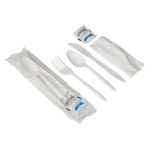 [9443-US] CUTLERY KIT, White, 6 Pieces, Wallace Packaging, 250 ct  