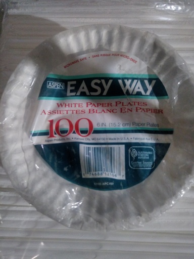 [9445a -US] PLATES, 6", Paper, Green Label, 100 ct /pk
